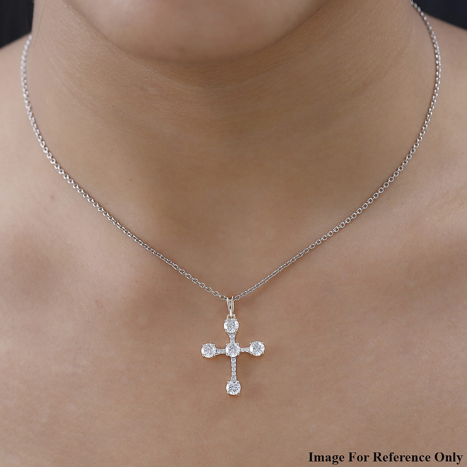 9K Yellow Gold Moissanite Cross Pendant 1.30 Ct