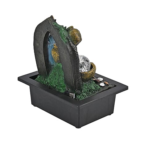 The Nativity Story Ball & Light Indoor Water Fountain with Multicolour LED Lights (USB Powered) - Brown, Green & Blue