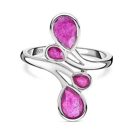 African Ruby Fancy Ring in Platinum Overlay Sterling Silver 2.02 ct 2.326 Ct. African Ruby Fancy Ring in Platinum Overlay Sterling Silver 2.02 ct 2.326 Ct.