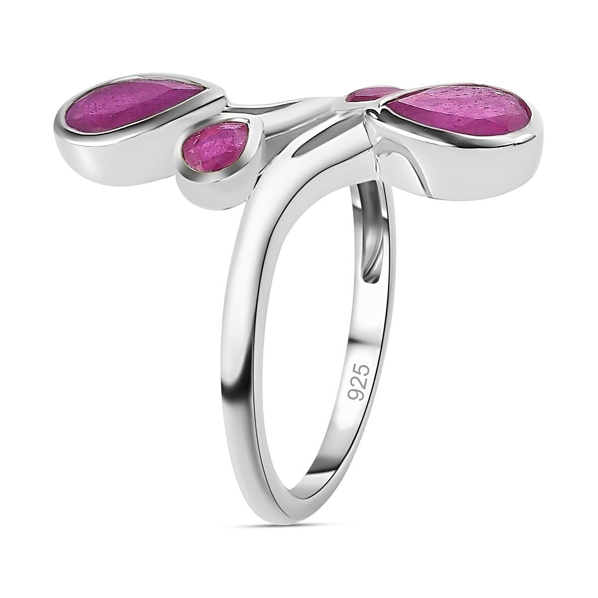 African Ruby  Fancy Ring in Platinum Overlay Sterling Silver 2.02 ct  2.326  Ct.