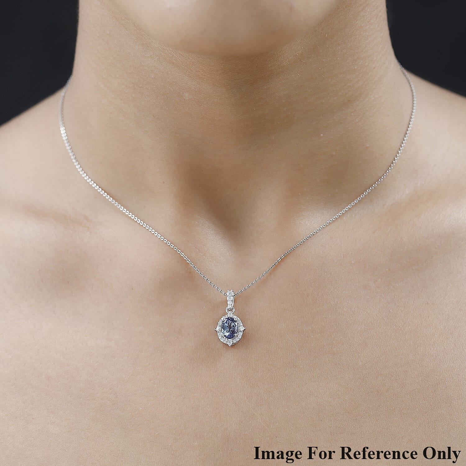 9K White Gold Peacock Tanzanite & Moissanite Pendant 1.40 Ct.