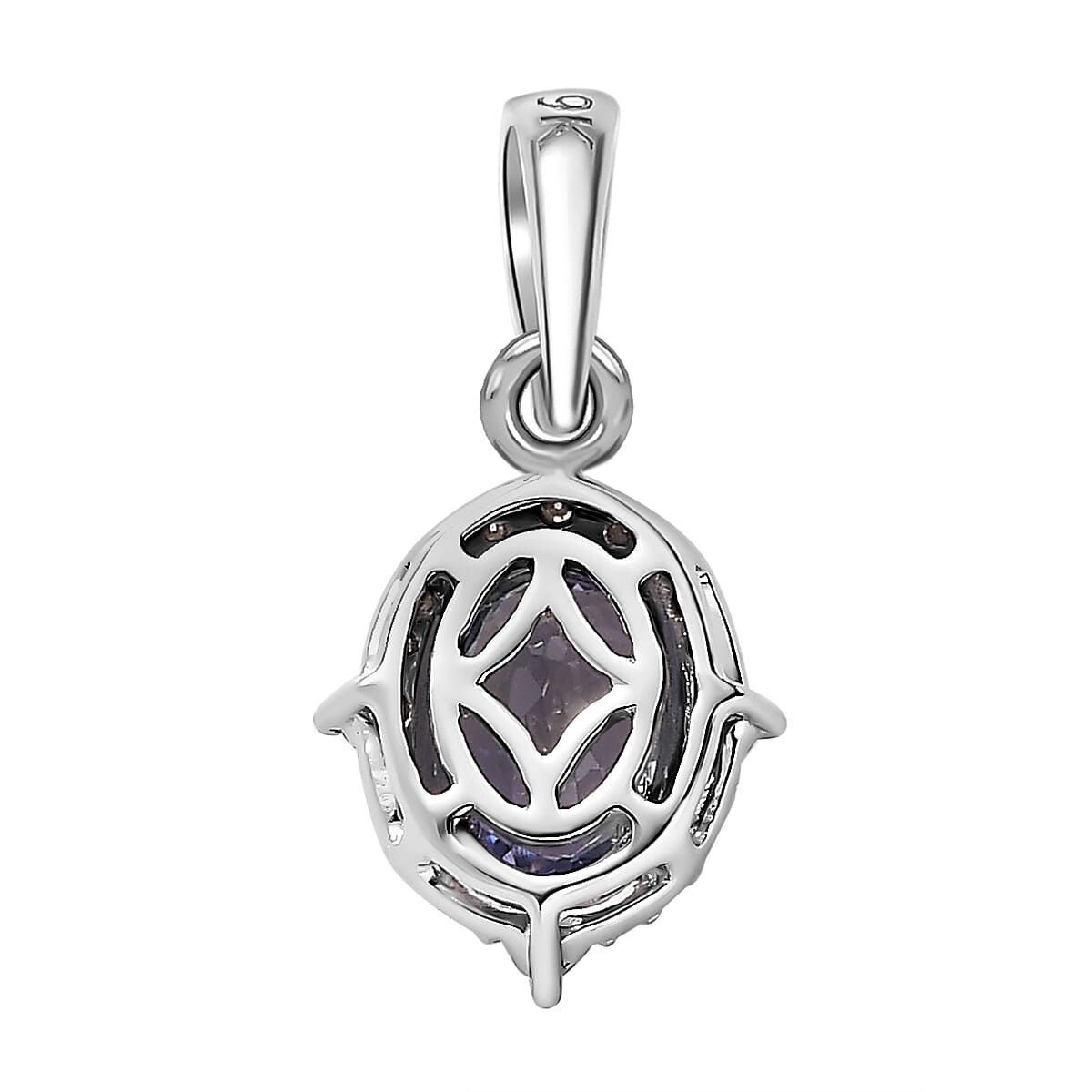 9K White Gold Peacock Tanzanite & Moissanite Pendant 1.40 Ct.