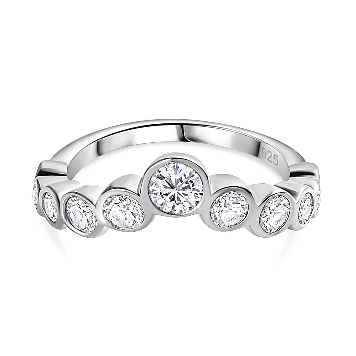 Moissanite Bubble Wish Bone Ring in Sterling Silver