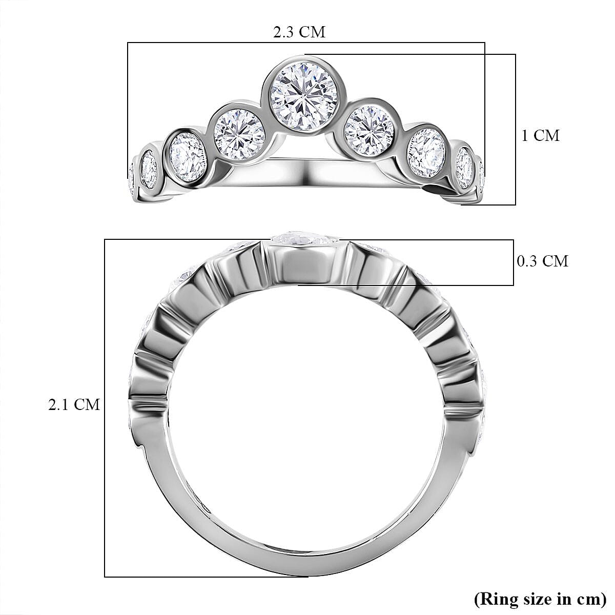 Moissanite Bubble Wish Bone Ring in Sterling Silver