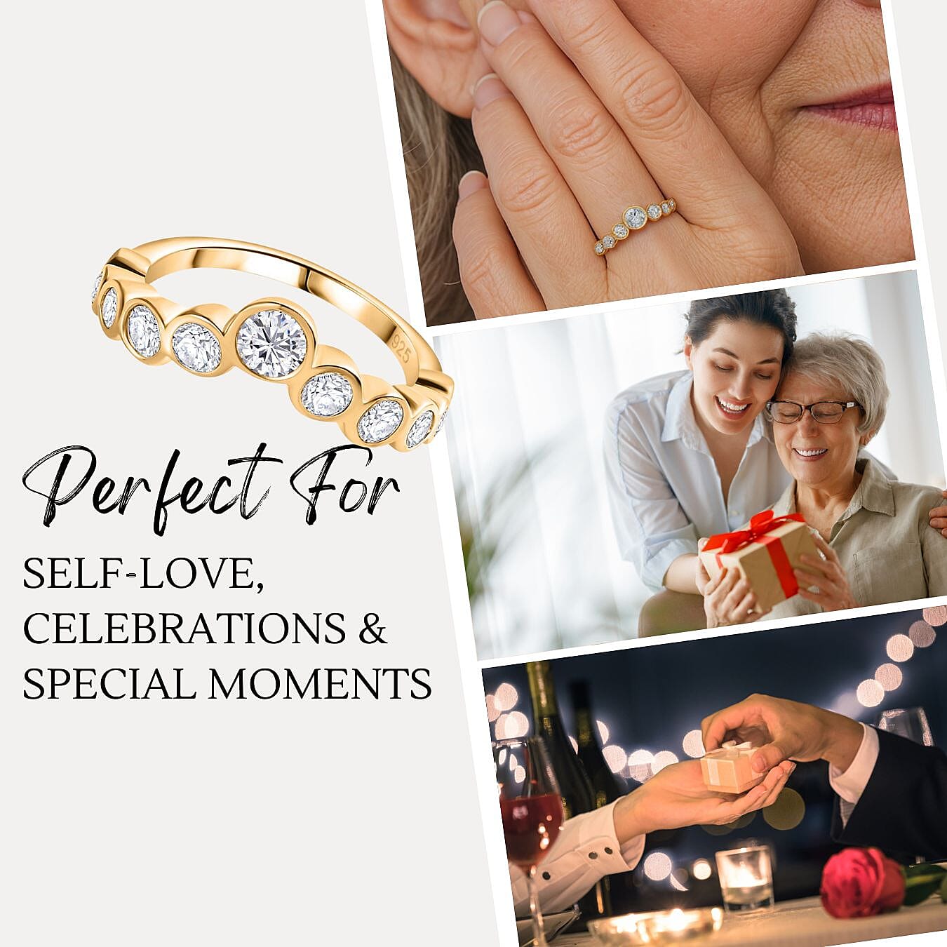 Moissanite Bubble Wish Bone Ring in Sterling Silver