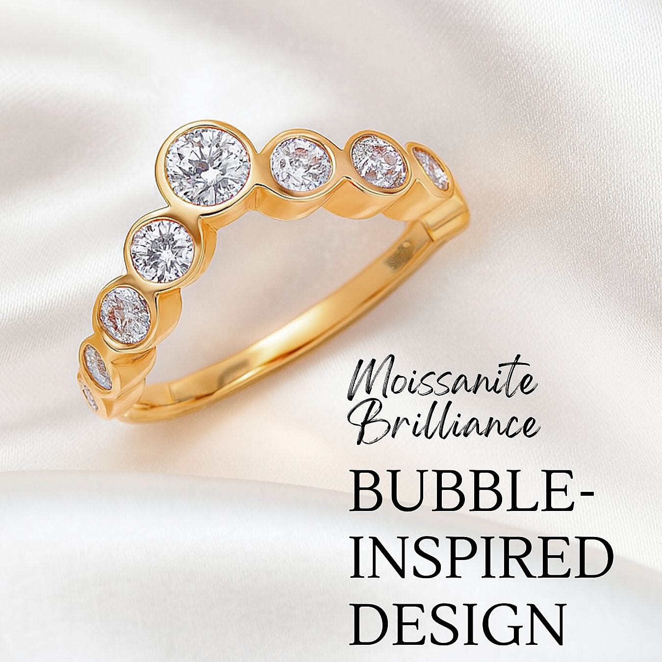 Moissanite Bubble Wish Bone Ring in Sterling Silver