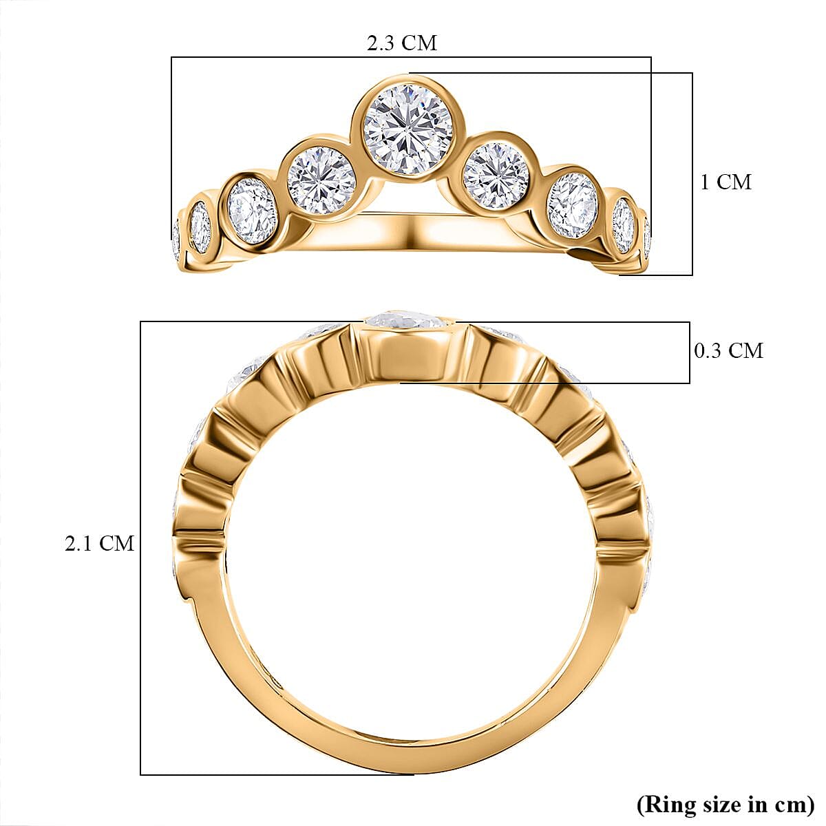 Moissanite Bubble Wish Bone Ring in Sterling Silver