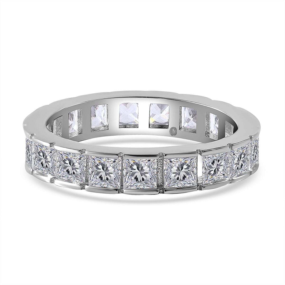 NY Closeout - Cubic Zirconia Band Ring in Rhodium Overlay Sterling Silver