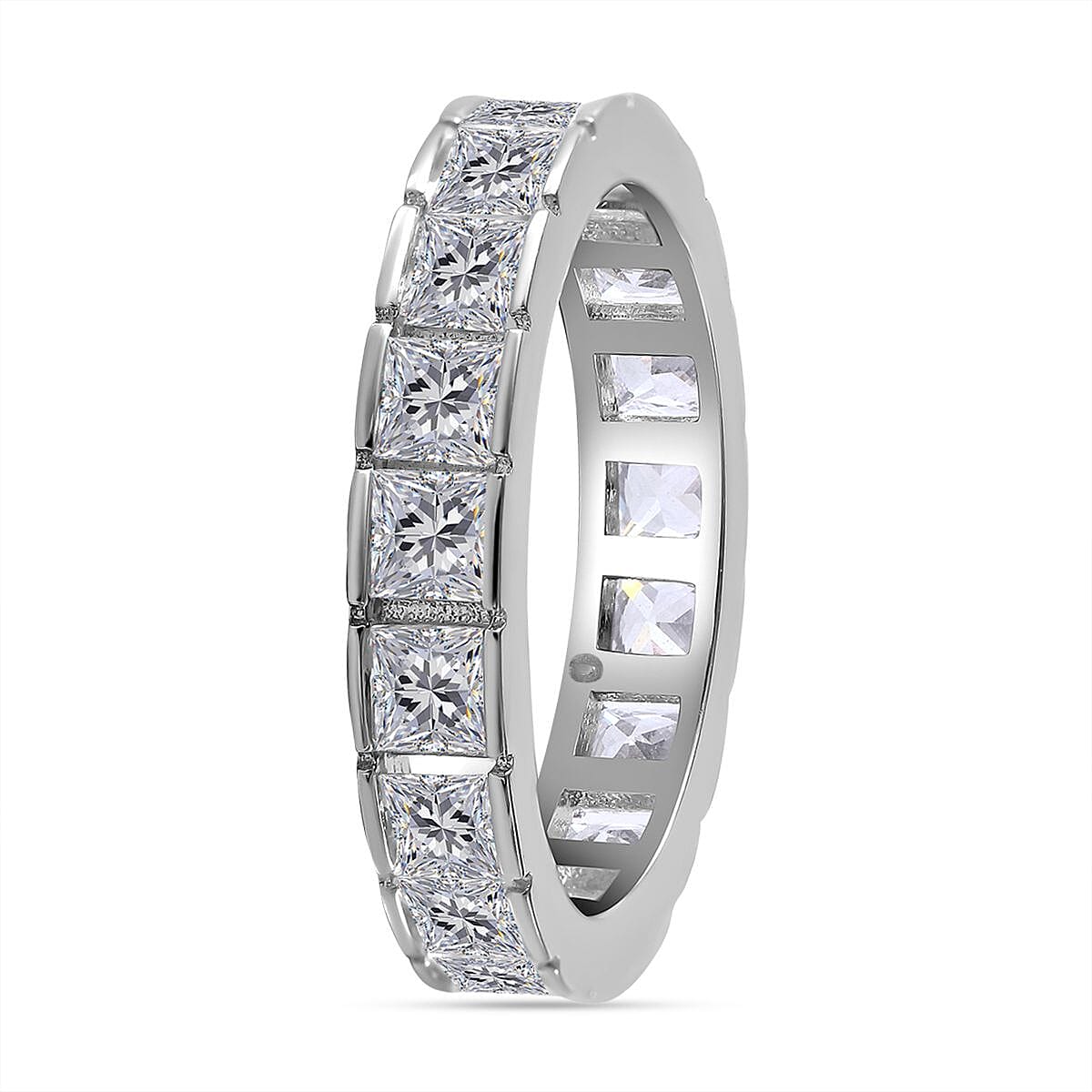 NY Closeout - Cubic Zirconia Band Ring in Rhodium Overlay Sterling Silver