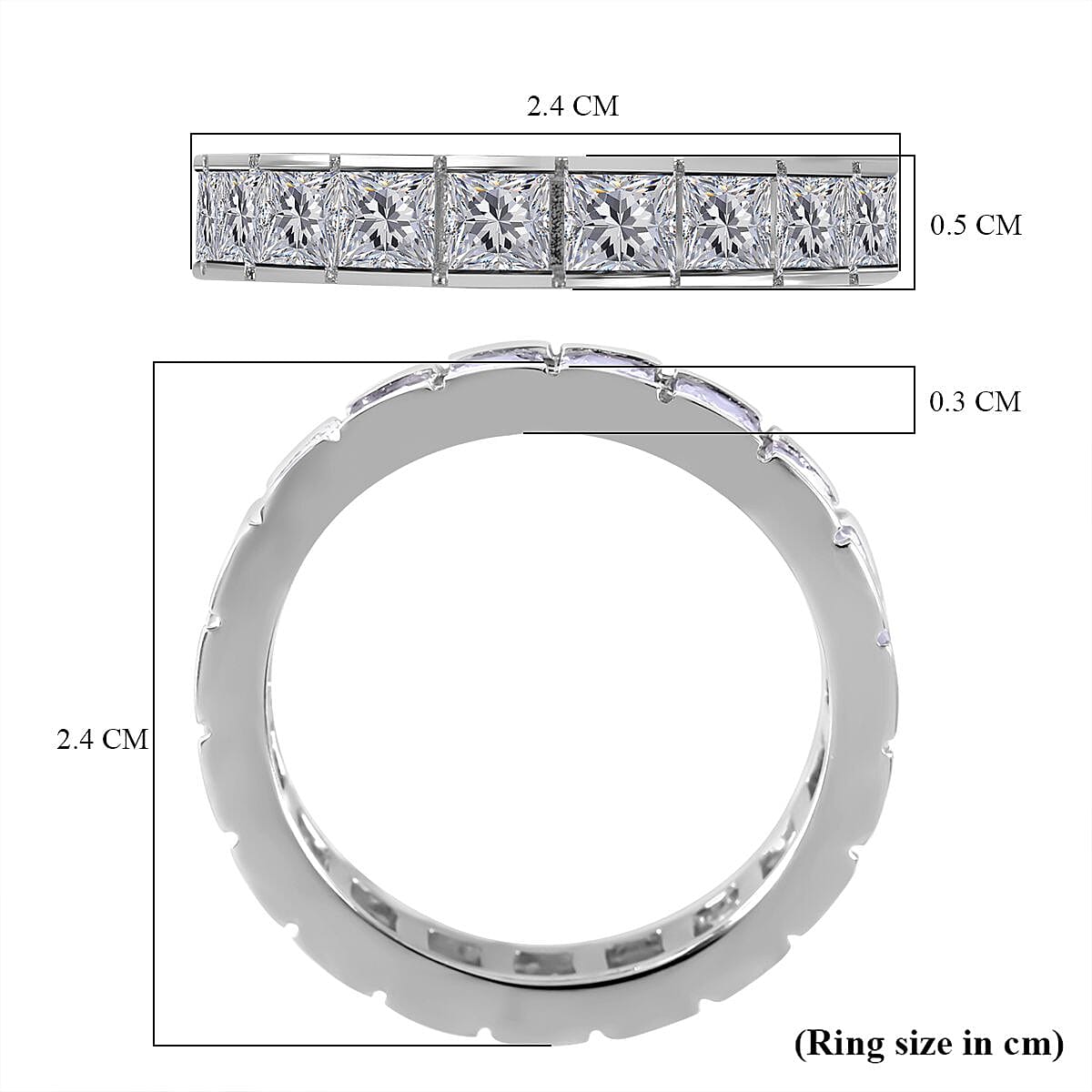 NY Closeout - Cubic Zirconia Band Ring in Rhodium Overlay Sterling Silver