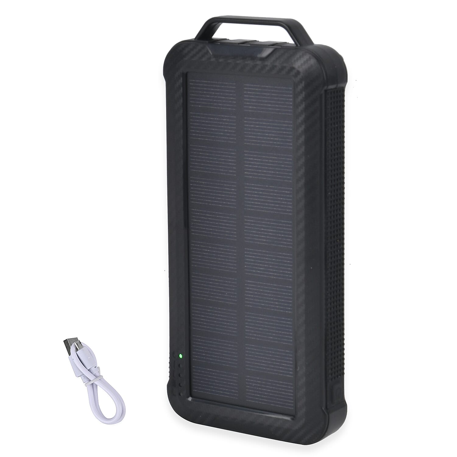 Multifunctional Solar Power Bank (Power 10000 mAh) with Wireless Charging (Inc. Type C, Micro USB & Lightning Cable) - Black