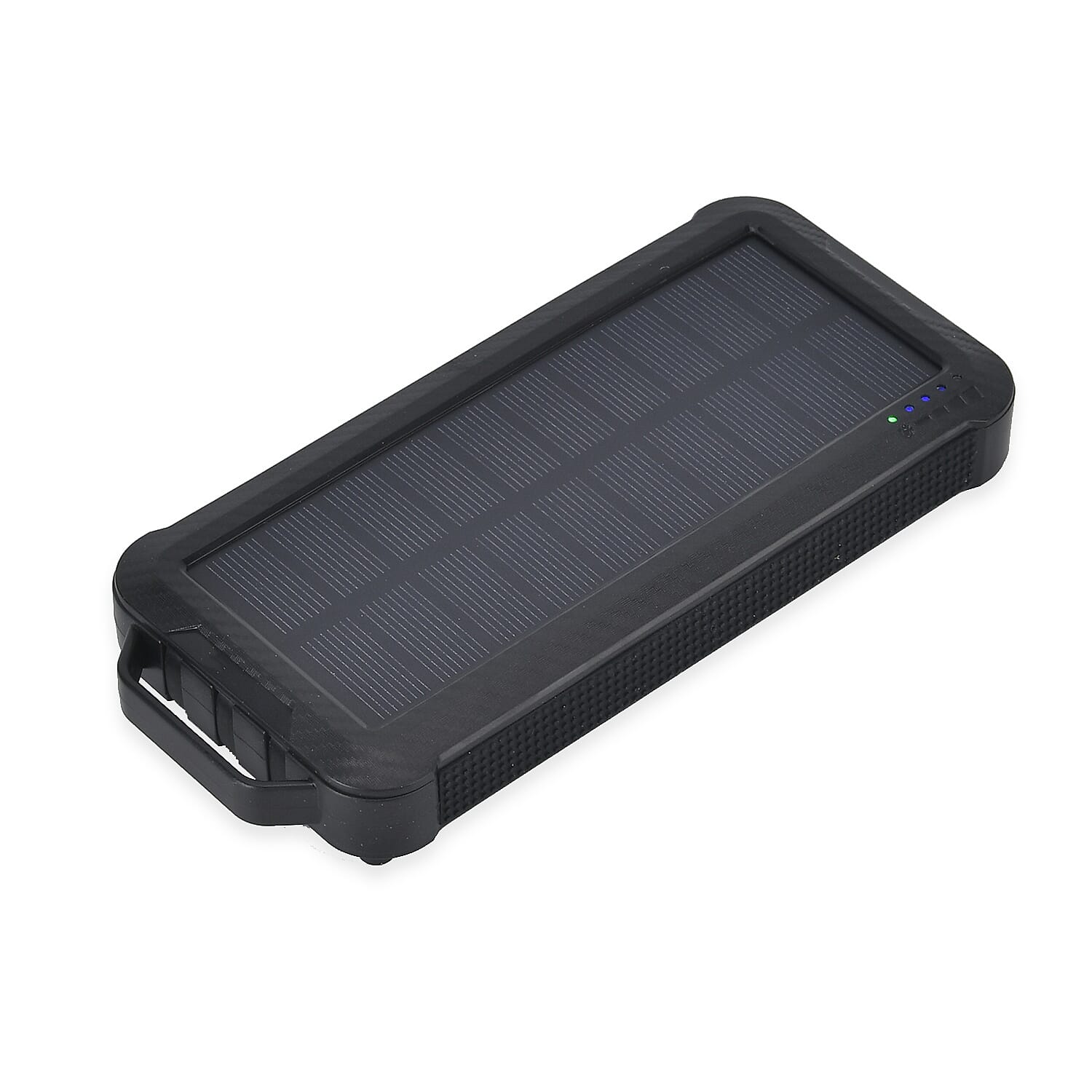 Multifunctional Solar Power Bank (Power 10000 mAh) with Wireless Charging (Inc. Type C, Micro USB & Lightning Cable) - Black