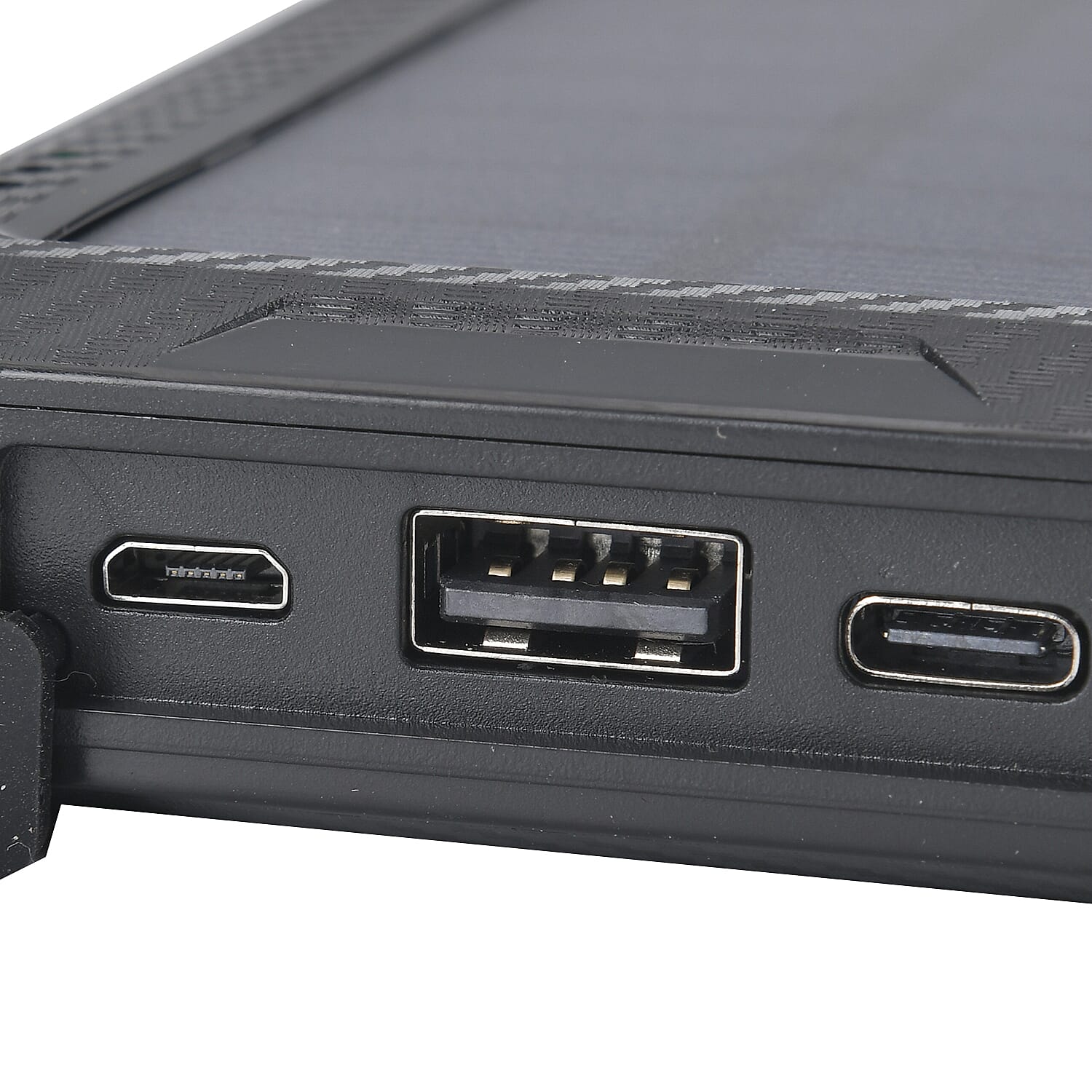 Multifunctional Solar Power Bank (Power 10000 mAh) with Wireless Charging (Inc. Type C, Micro USB & Lightning Cable) - Black