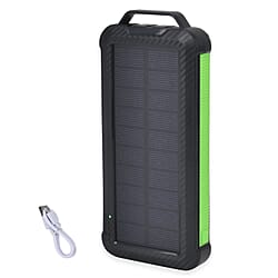Multifunctional Solar Power Bank (Power 10000 mAh) with Wireless Charging (Inc. Type C, Micro USB & Lightning Cable) - Orange & Black
