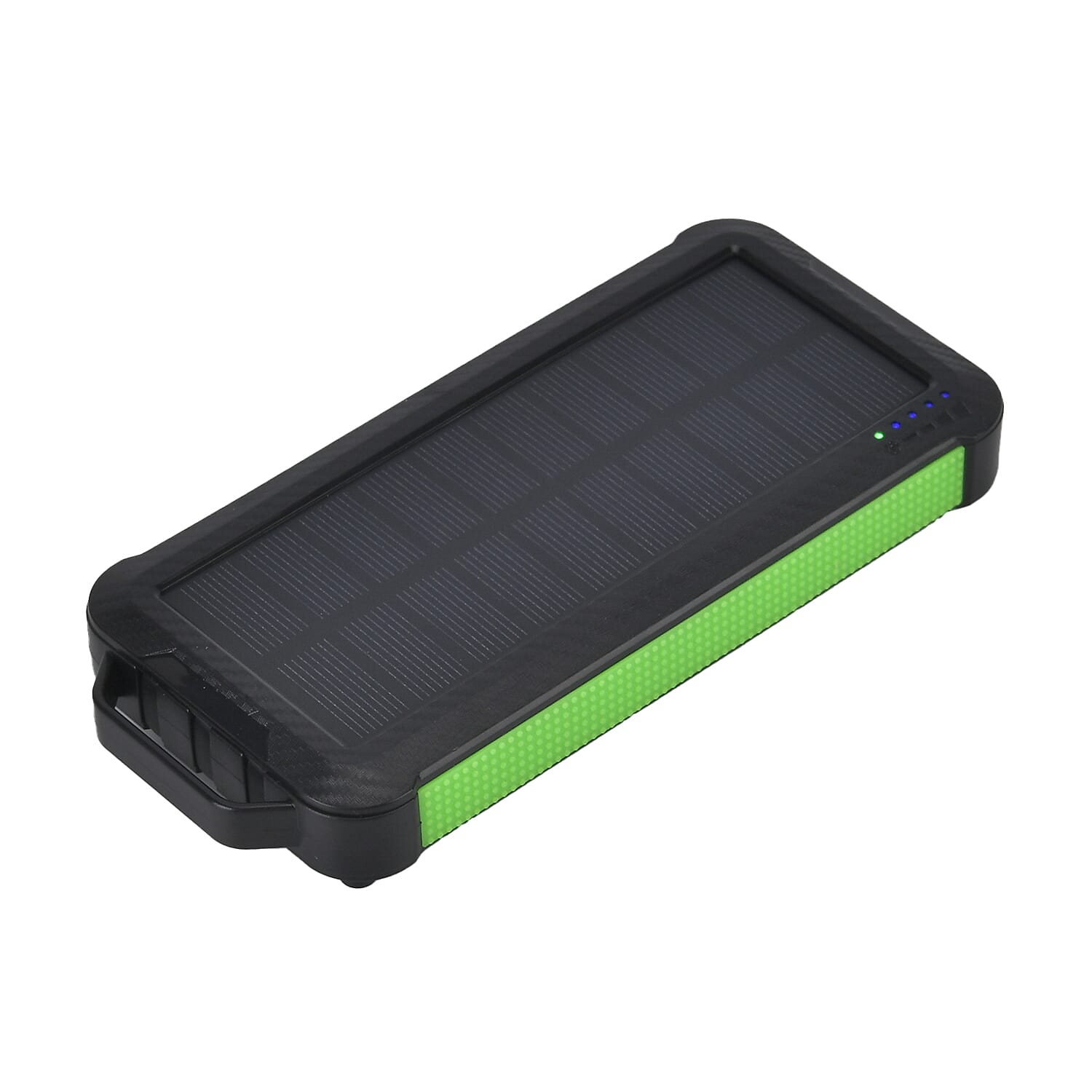 Multifunctional Solar Power Bank (Power 10000 mAh) with Wireless Charging (Inc. Type C, Micro USB & Lightning Cable) - Green & Black