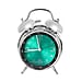  Round Retro Analog Alarm Clock with Metal Hanging Loop & Night Light (2 AA Battery,Not Inc) - Orange & Silver