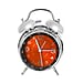  Round Retro Analog Alarm Clock with Metal Hanging Loop & Night Light (2 AA Battery,Not Inc) - Orange & Silver