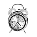  Round Retro Analog Alarm Clock with Metal Hanging Loop & Night Light (2 AA Battery,Not Inc) - Orange & Silver