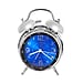  Round Retro Analog Alarm Clock with Metal Hanging Loop & Night Light (2 AA Battery,Not Inc) - Orange & Silver