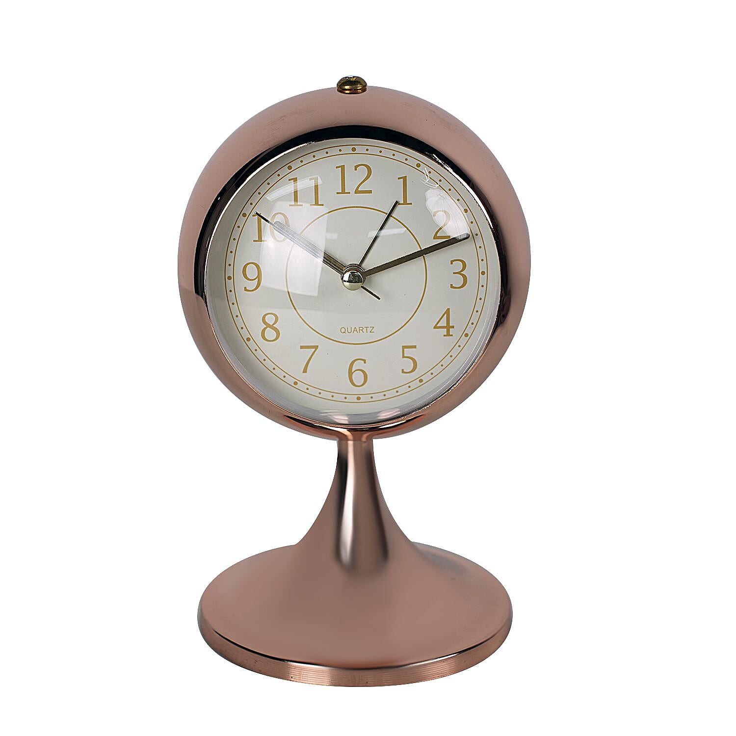 Luxury Decoration Quartz Movt. Alarm Clock with Stand & Night Light - Rose Gold & White