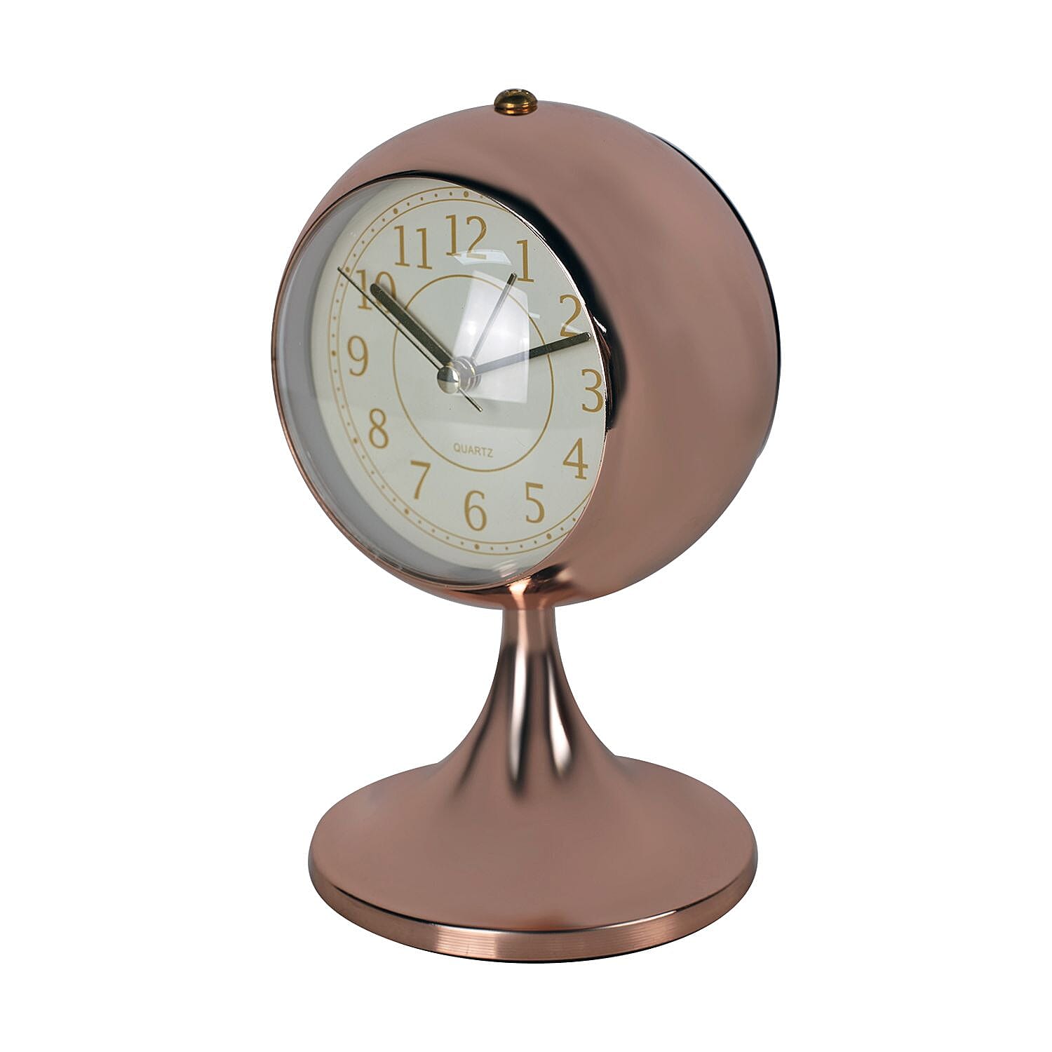 Luxury Decoration Quartz Movement Alarm Clock with Stand & Night Light - Rose Gold & White