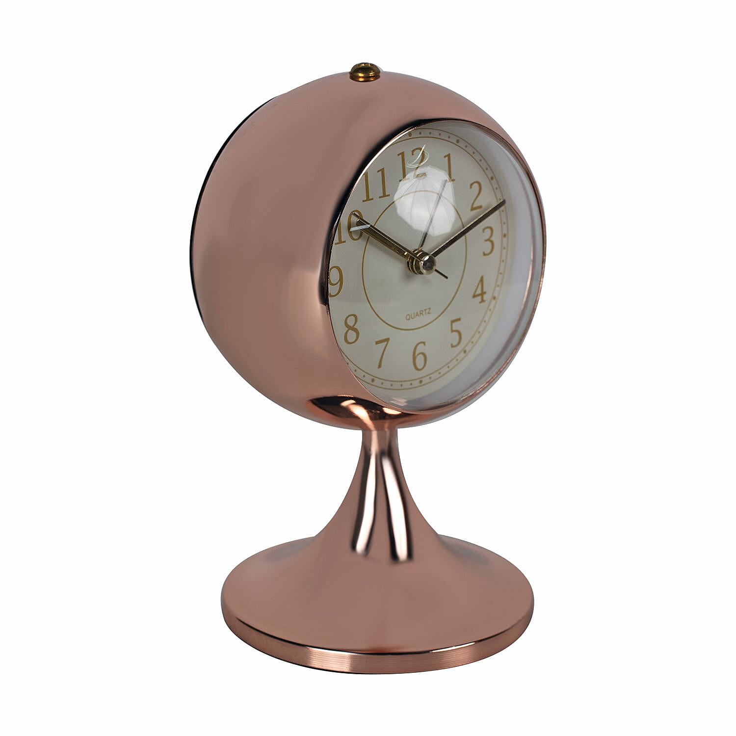 Luxury Decoration Quartz Movement Alarm Clock with Stand & Night Light - Rose Gold & White