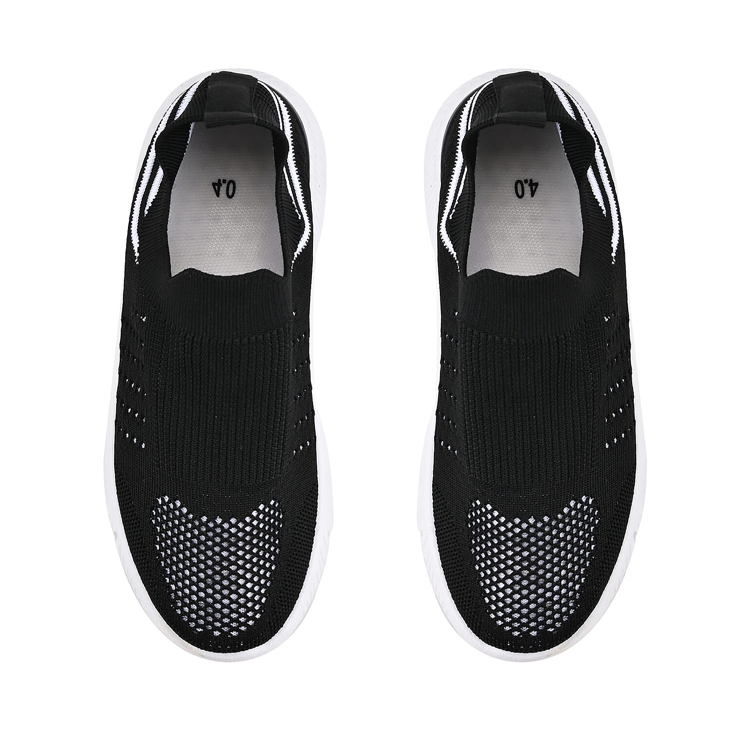 Stylish and Comfortable Non-Slip Breathable Knit Vented Trainer (Size UK 3) - Black & White