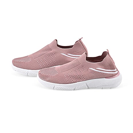 Stylish and Comfortable Non-Slip Breathable Knit Vented Trainers (Size UK 5) - Pink & White