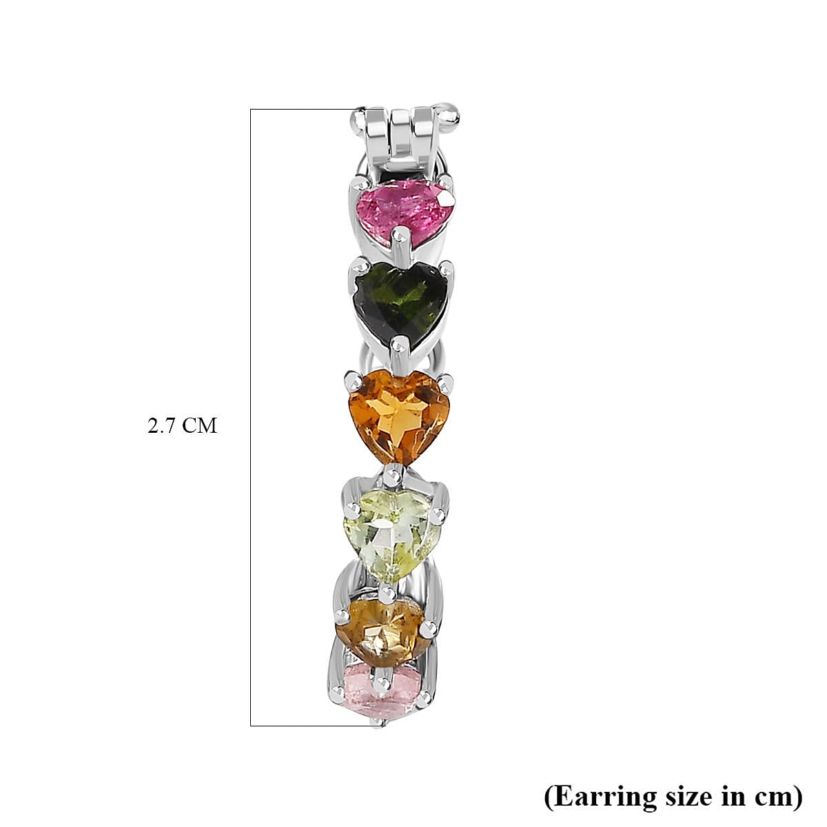 Multi-Tourmaline Hoop Earrings in Platinum Overlay Sterling Silver 2.52 Ct, Silver Wt. 5.15 Gms