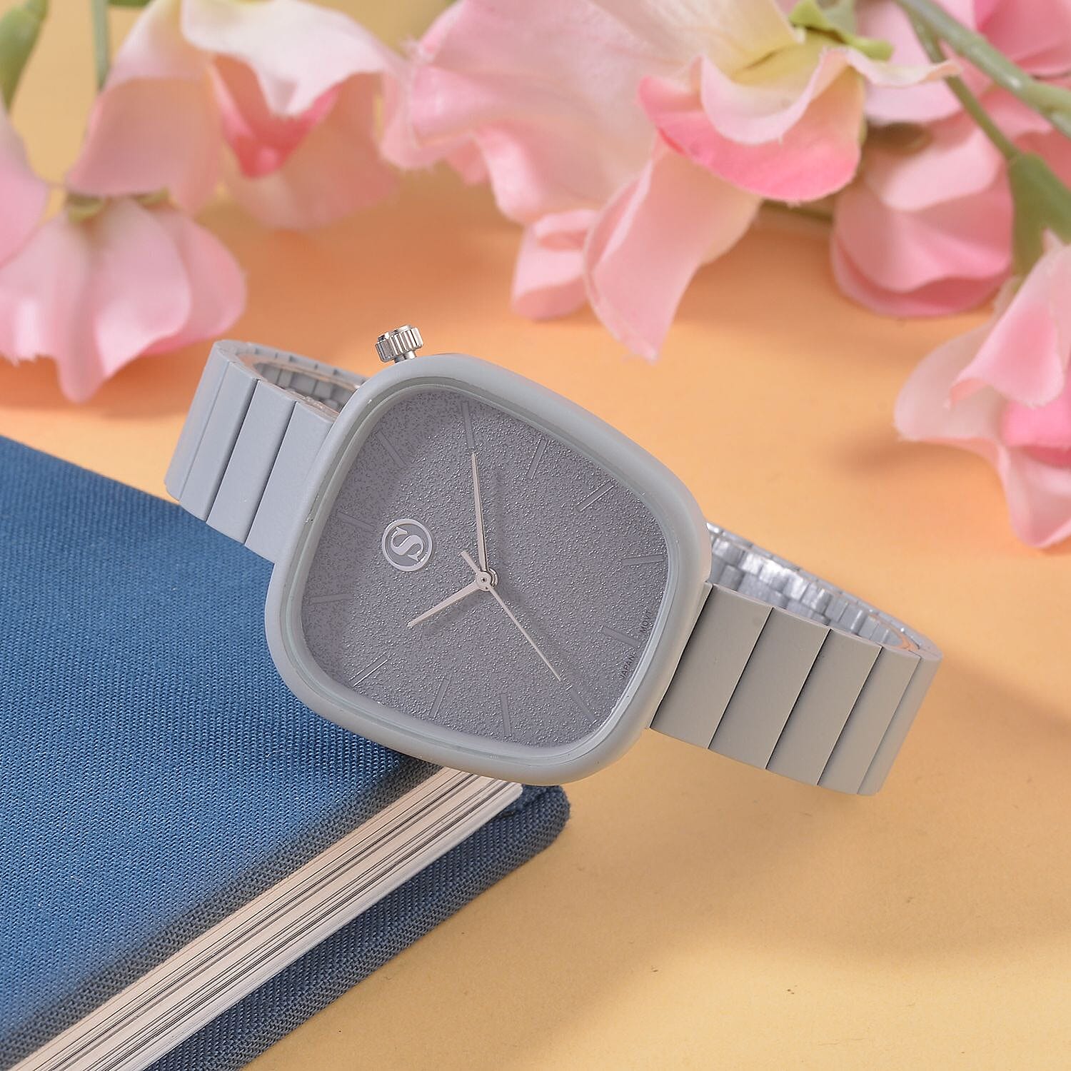 STRADA  Japanese Movement Grey Dial Water Resistant Watch in Grey Stainless Steel Strap