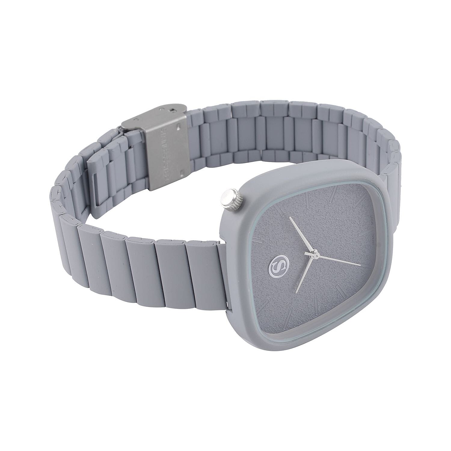 STRADA  Japanese Movement Grey Dial Water Resistant Watch in Grey Stainless Steel Strap