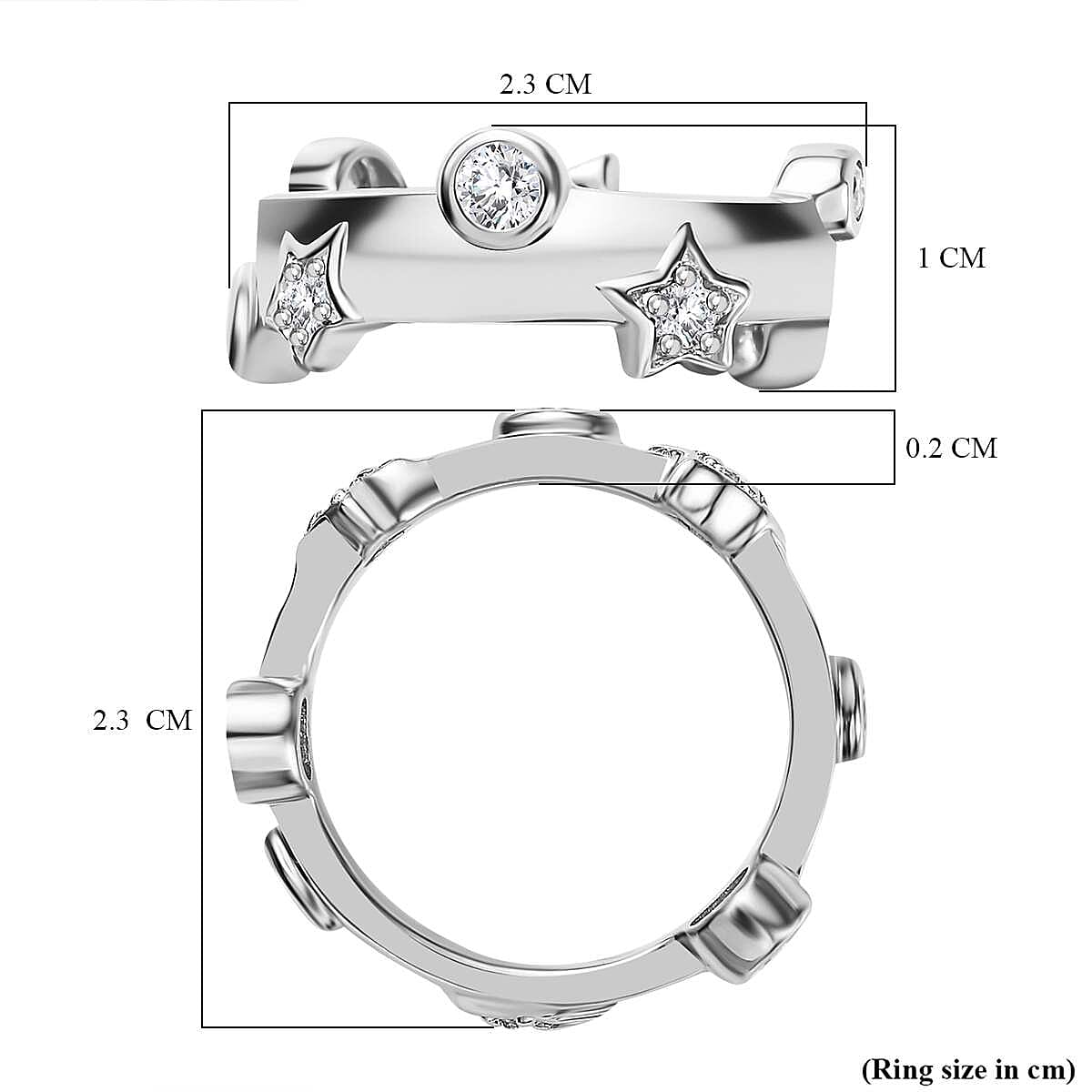 Moissanite , Blue Sapphire Fancy Ring in Platinum Overlay Sterling Silver 0.60 ct, Silver Wt. 5.74 Gms 0.604 Ct. Moissanite , Blue Sapphire Fancy Ring in Platinum Overlay Sterling Silver 0.60 ct, Silver Wt. 5.74 Gms 0.604 Ct.