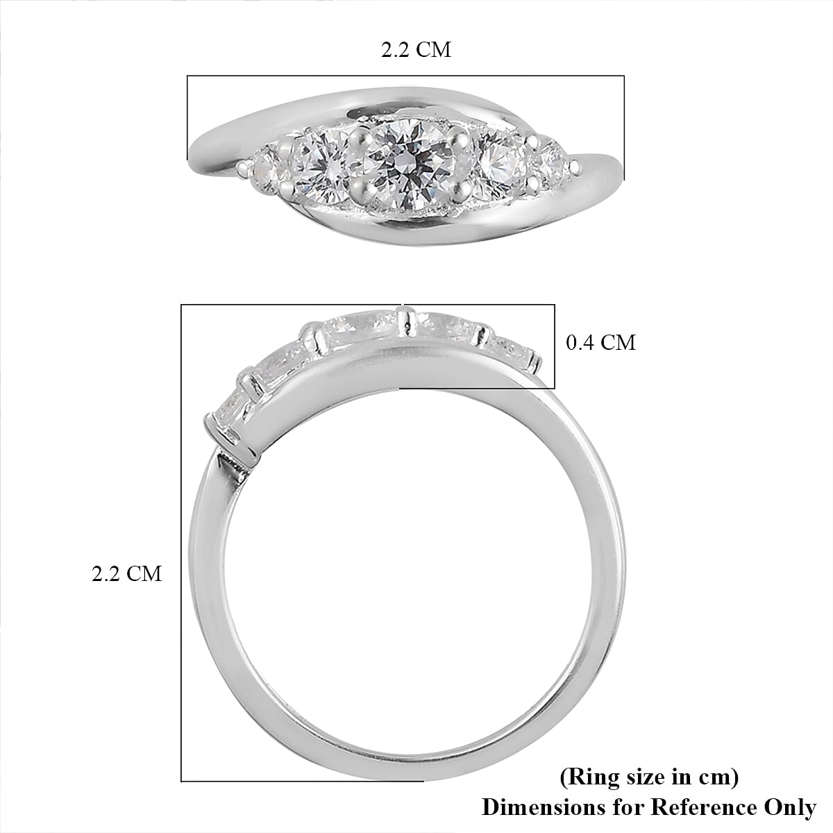 Lustro Stella Sterling Silver 5 Stone Ring Made with Finest CZ 1.13 Ct.