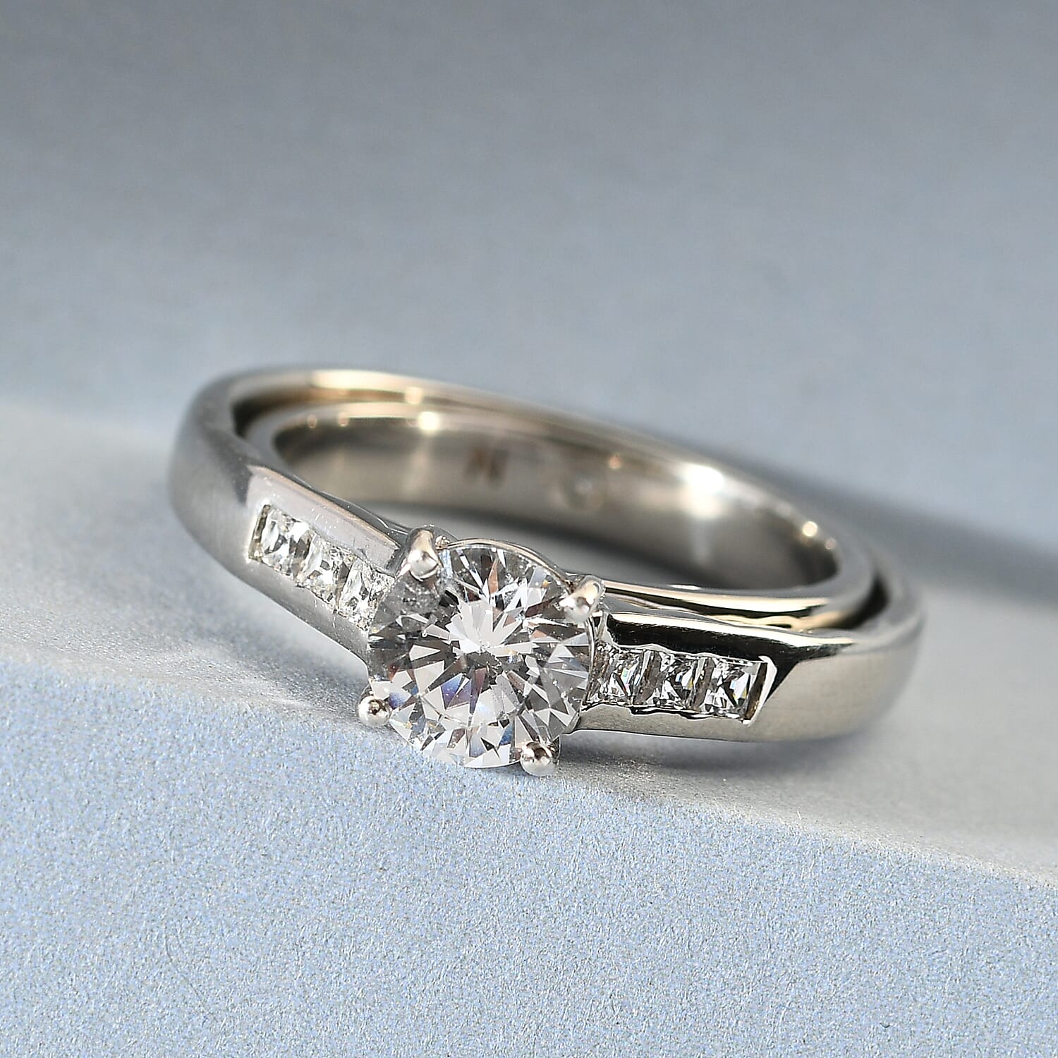 Lustro Stella - Platinum Overlay Sterling Silver Interchangable Ring Made With Finest CZ 2.35 Ct, Silver Wt 5.64 Gms