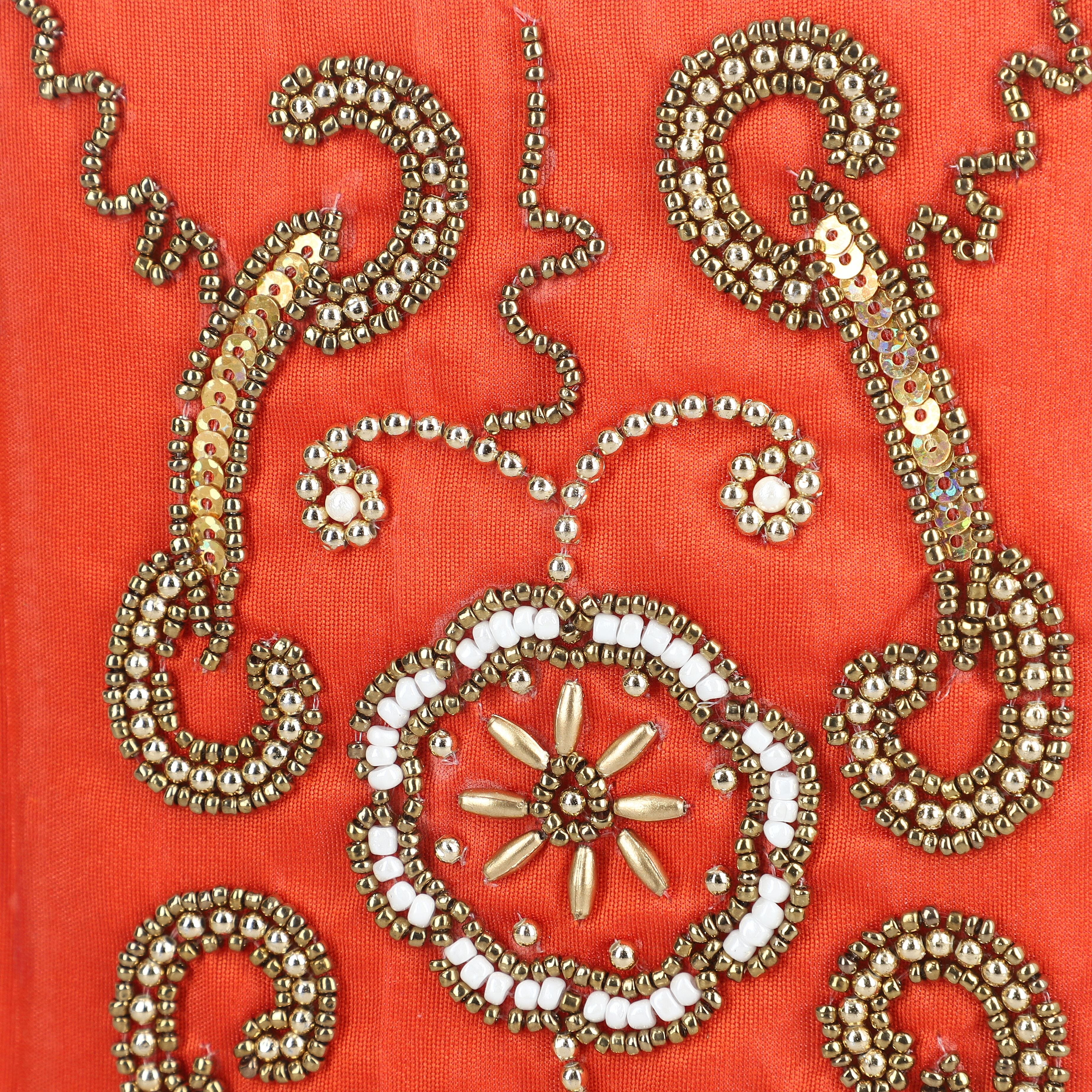 Handcrafted Embroidered Journal and Set of 3 Rhinestone Pens - Red