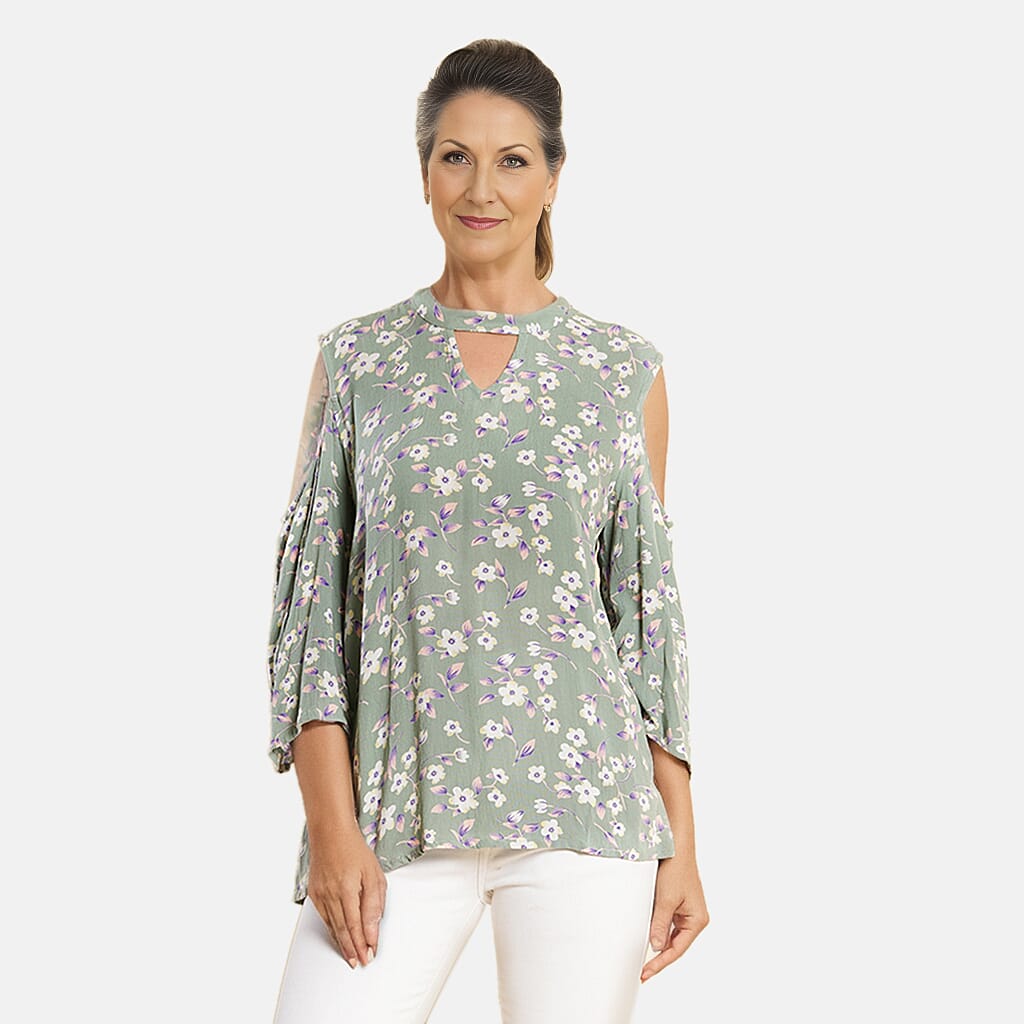 TAMSY Viscose Printed Top - Beige