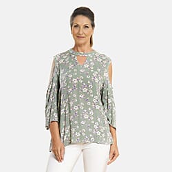 TAMSY Viscose Printed Top - Beige