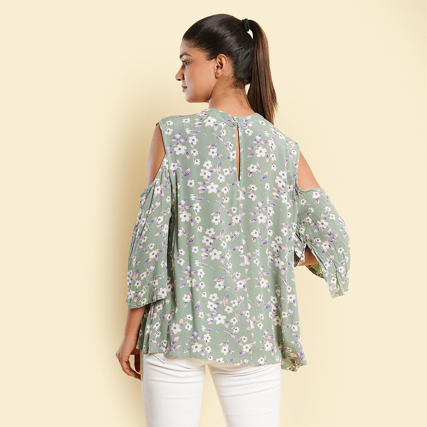 TAMSY Viscose Printed Top - Beige