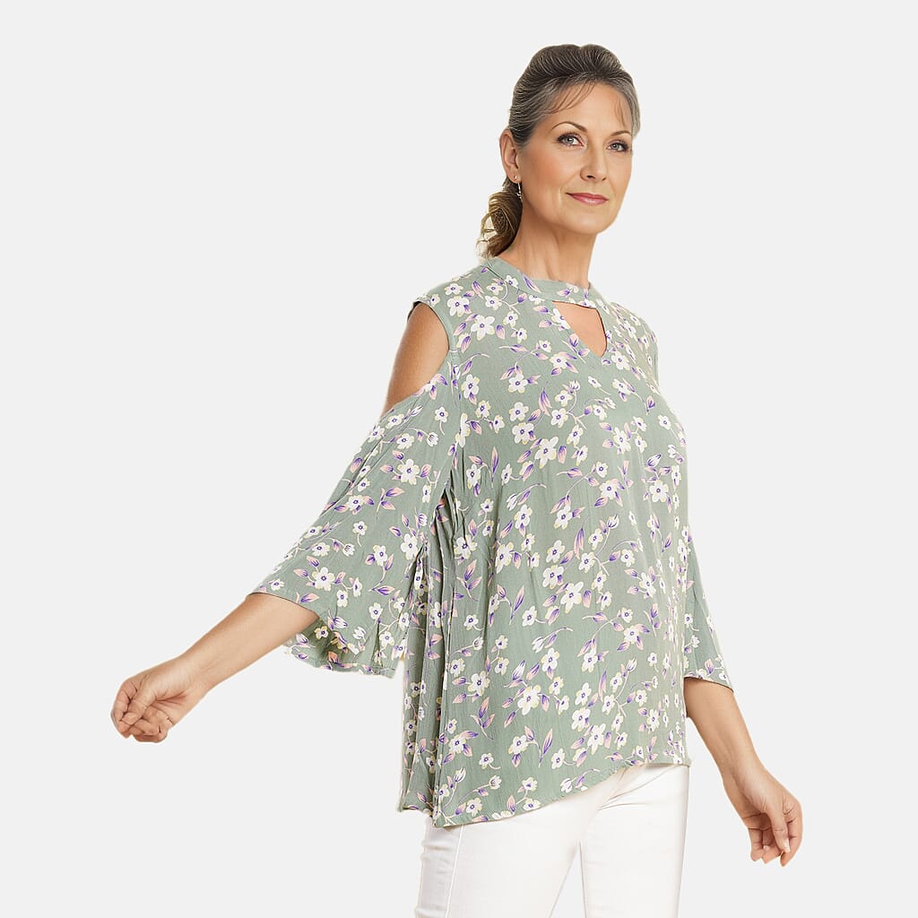 TAMSY Viscose Printed Top - Beige
