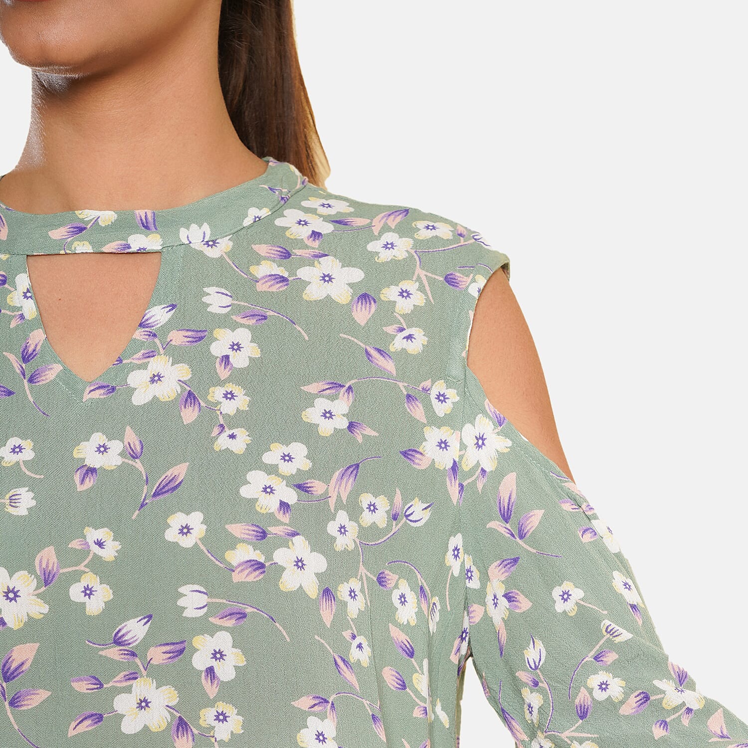 TAMSY Viscose Printed Top - Beige