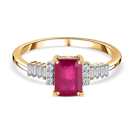 9K Yellow Gold Ruby (FF) & Diamond Ring 1.66 Ct. 9K Yellow Gold Ruby (FF) & Diamond Ring 1.66 Ct.
