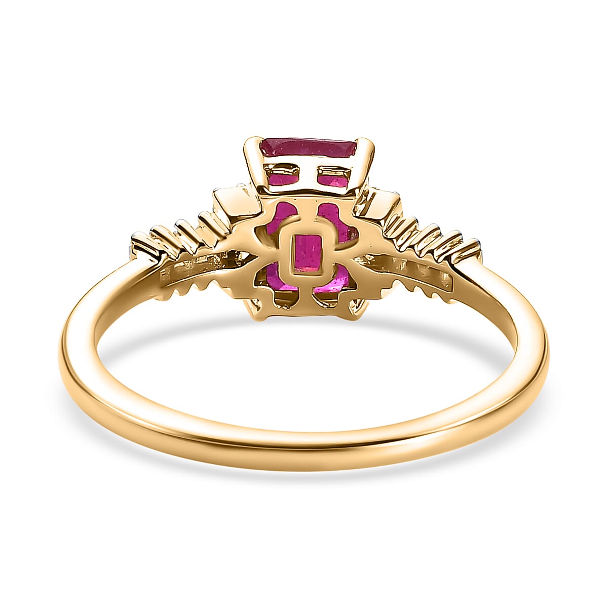 9K Yellow Gold Ruby (FF) & Diamond Ring 1.66 Ct.