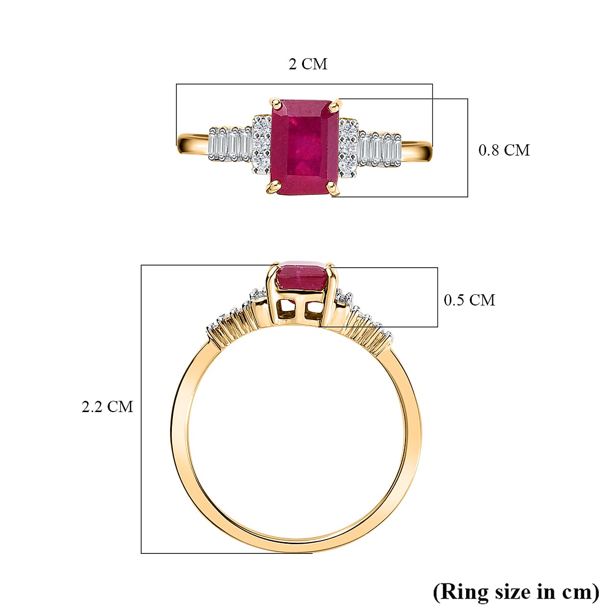9K Yellow Gold Ruby (FF) & Diamond Ring 1.66 Ct.