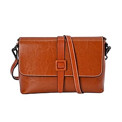 Genuine Leather Solid Crossbody Bag - White