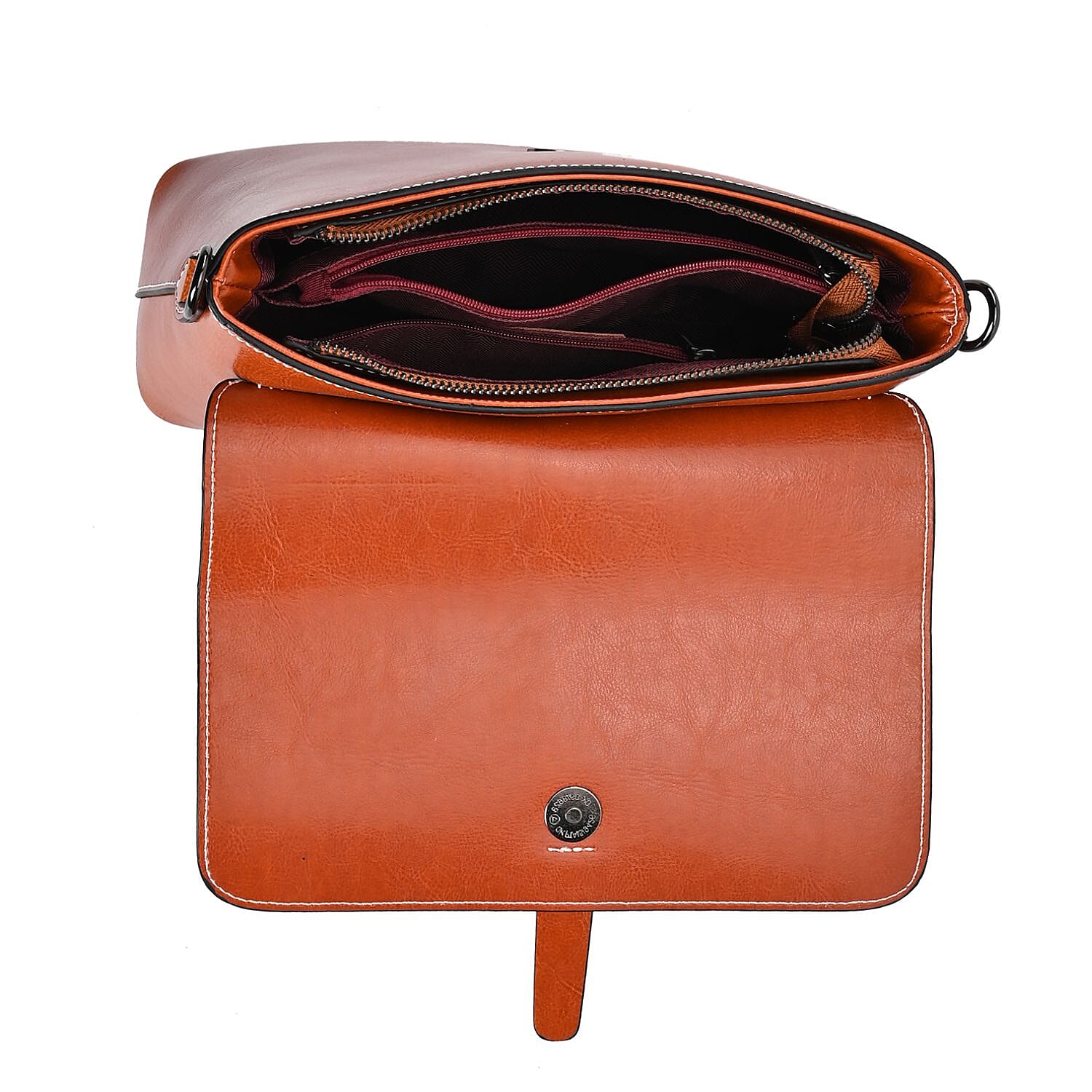 Genuine Leather Solid Crossbody Bag (Size 23x8x16 cm) - Brown