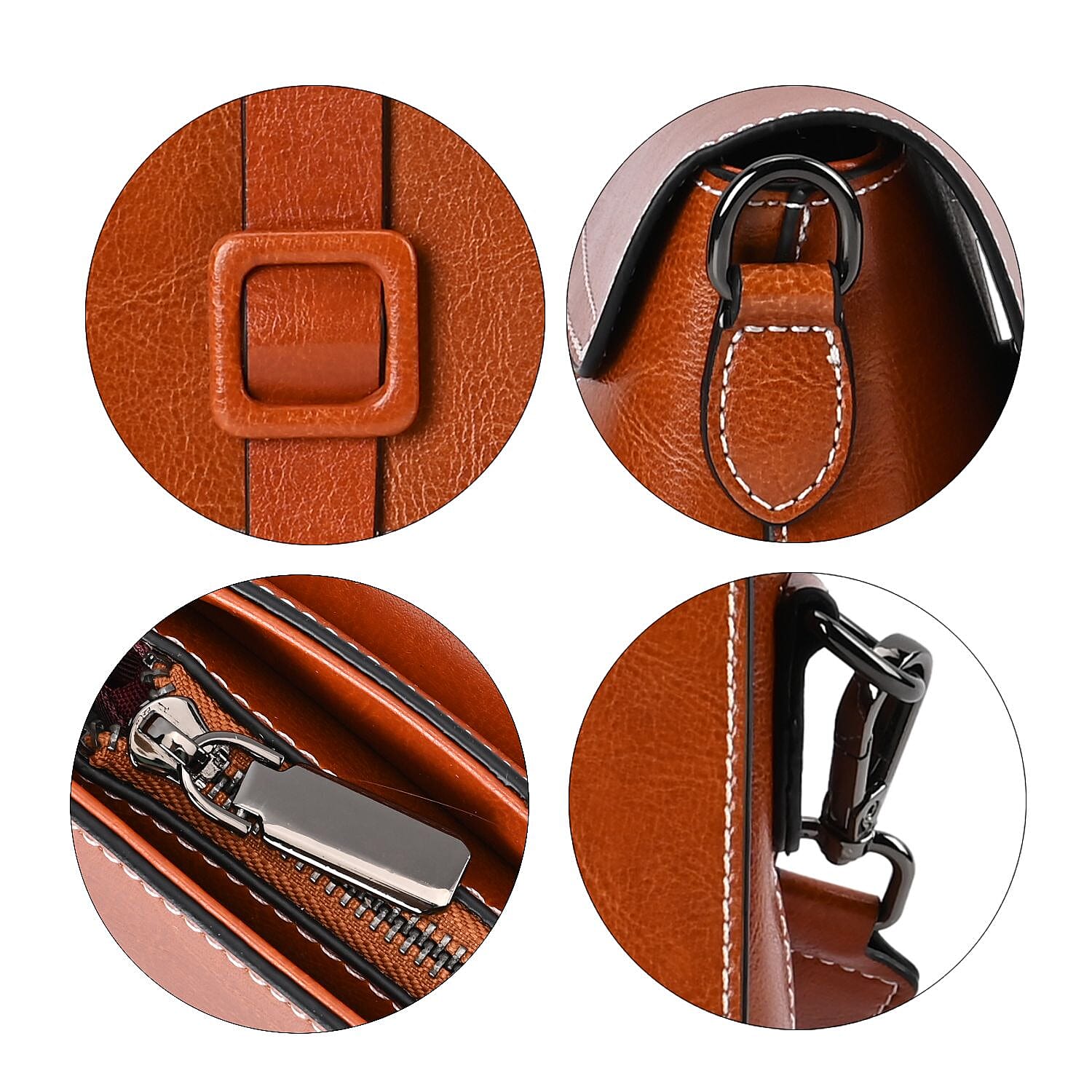 Genuine Leather Solid Crossbody Bag (Size 23x8x16 cm) - Brown