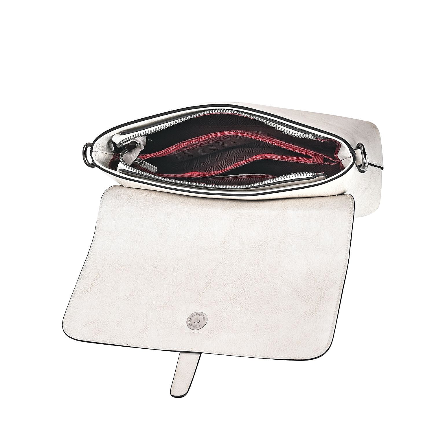 Genuine Leather Solid Crossbody Bag - White