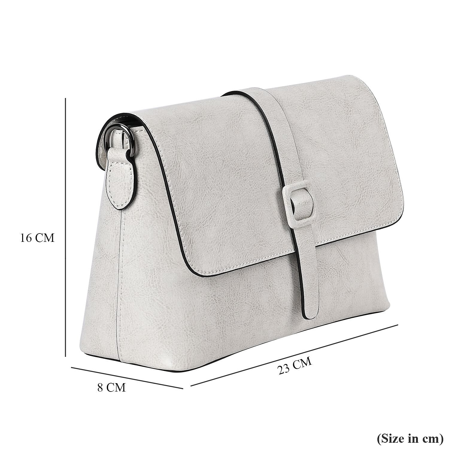 Genuine Leather Solid Crossbody Bag - White