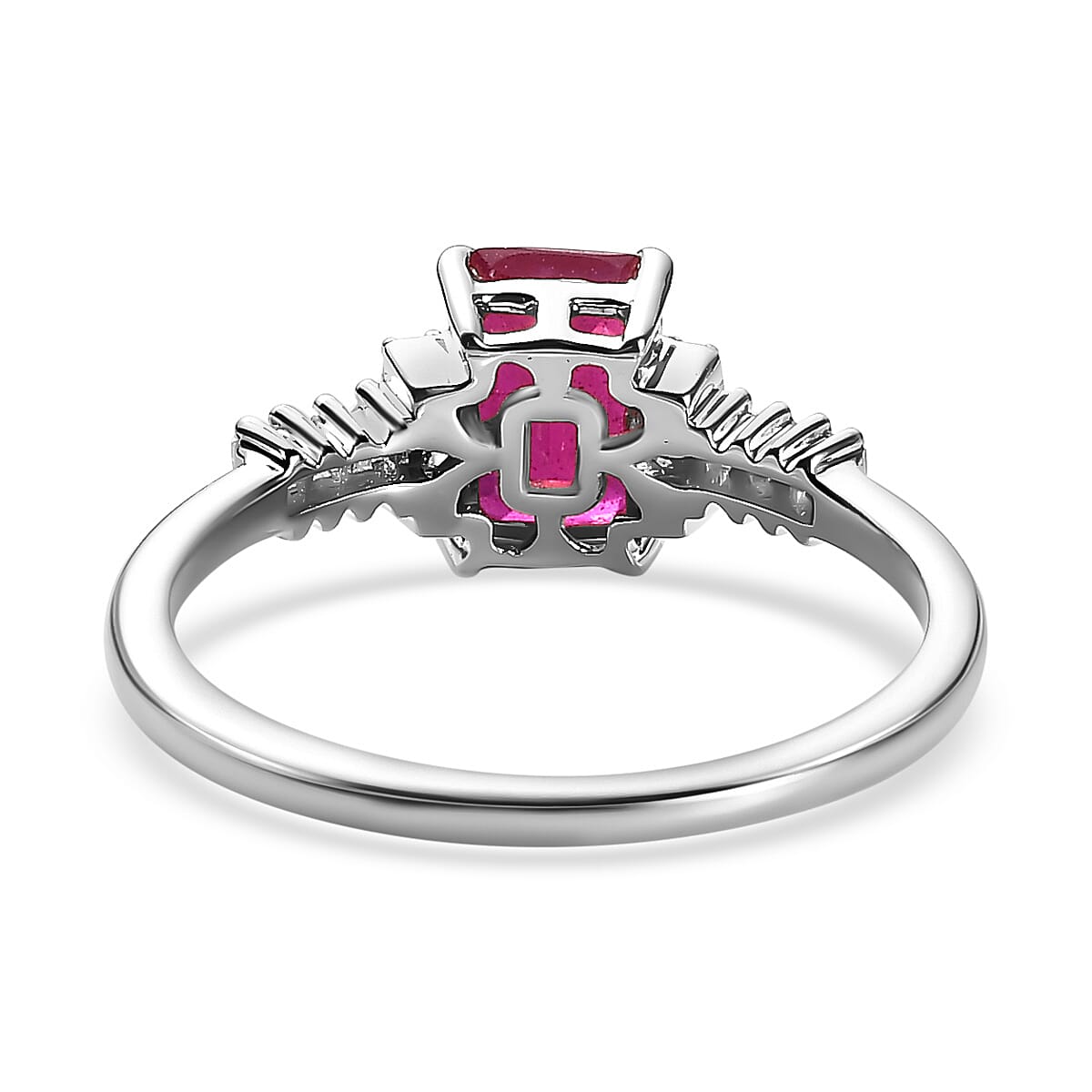 9K White Gold Ruby (FF) Diamond Ring 1.66 Ct.