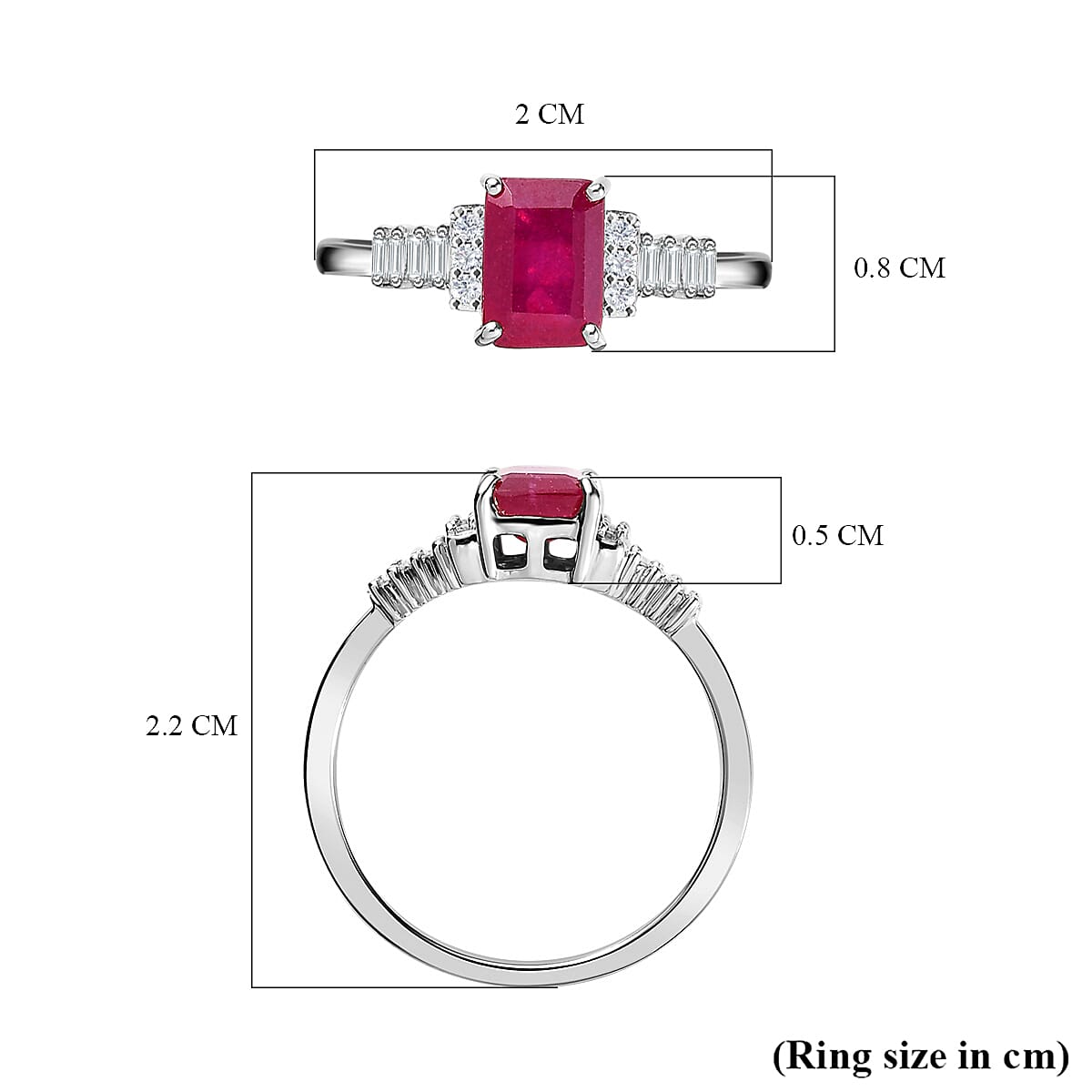9K White Gold Ruby (FF) Diamond Ring 1.66 Ct.